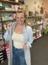 Load image into Gallery viewer, Out of The Blue Striped Button Down Dress/Shirt