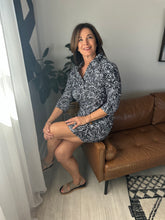 Load image into Gallery viewer, Aryeh Ruffle Neck Black & White Shift Dress