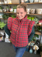 Load image into Gallery viewer, Feeling Jolly Plaid Puffer Vest