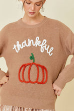 Load image into Gallery viewer, Thankful Pumpkin 3D Embroidered Sweater