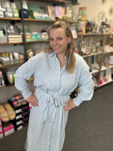 Load image into Gallery viewer, Out of The Blue Striped Button Down Dress/Shirt