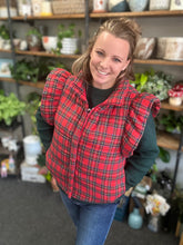 Load image into Gallery viewer, Feeling Jolly Plaid Puffer Vest