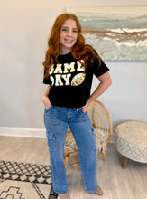Load image into Gallery viewer, Black Game Day Football Patch T Shirt