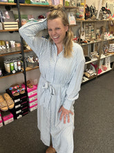 Load image into Gallery viewer, Out of The Blue Striped Button Down Dress/Shirt
