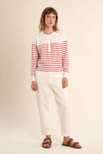Load image into Gallery viewer, Boats Ahoy White & Red Stripe Sweater