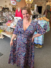 Load image into Gallery viewer, The Sacha Navy Paisley Wrap Maxi Dress