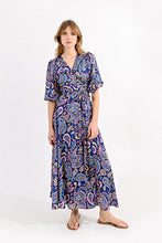 Load image into Gallery viewer, The Sacha Navy Paisley Wrap Maxi Dress