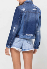 Load image into Gallery viewer, Distressed Contrast Classic Denim Jacket