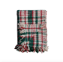 Load image into Gallery viewer, Green & Red Plaid Throw Blanket