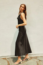 Load image into Gallery viewer, Twist & Shout Black Satin Dress