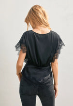 Load image into Gallery viewer, Black Satin Angel Lace Blouse