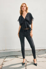 Load image into Gallery viewer, Black Satin Angel Lace Blouse