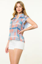 Load image into Gallery viewer, Patriotic Parade Flutter Sleeve Top