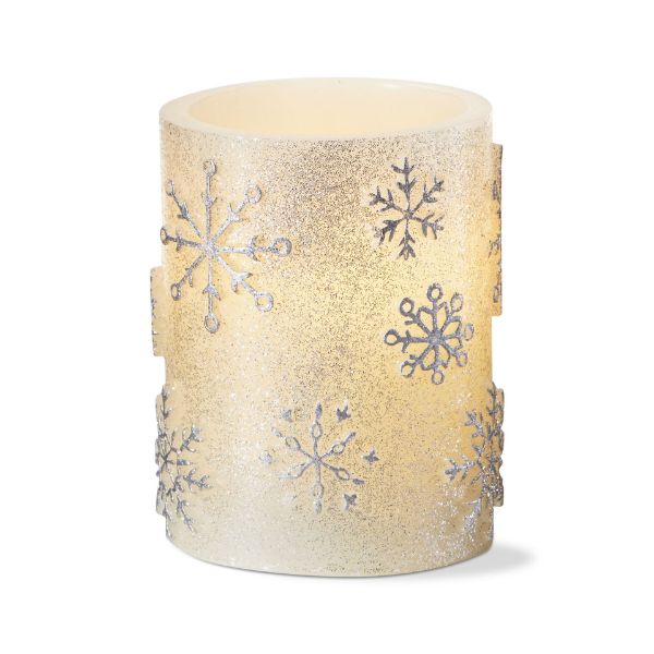 Snowflake LED Pillar 3x4 Candle