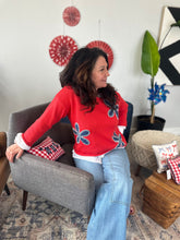 Load image into Gallery viewer, Flora Red Upcycled Pullover Sweater
