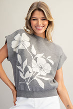 Load image into Gallery viewer, Floral Cap Sleeve Mock Neck Sweater Top
