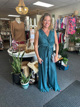 Load image into Gallery viewer, Life Of the Party Emerald Pleated Jumpsuit
