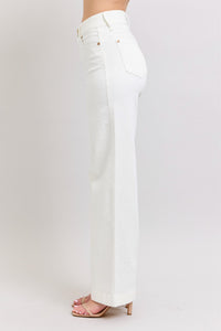 Judy Blue White HW Wide Bottom Jeans