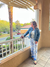 Load image into Gallery viewer, Spring In Bloom Blue Palazzo Pants
