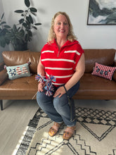 Load image into Gallery viewer, Red, White &amp; Stripes Quarter Zip Pullover
