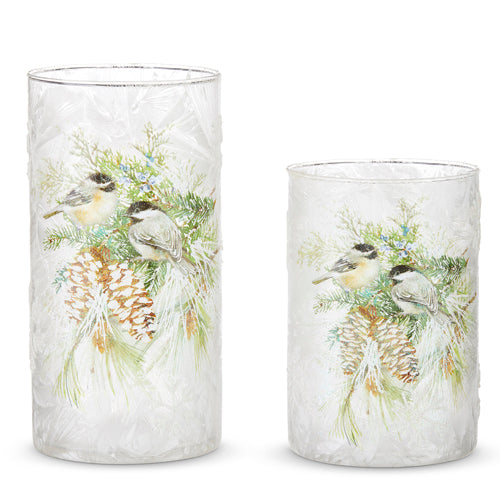 Chickadee Glass Container
