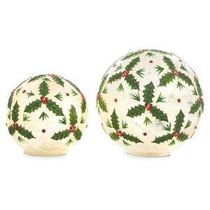 Lighted Holly Leaf Balls