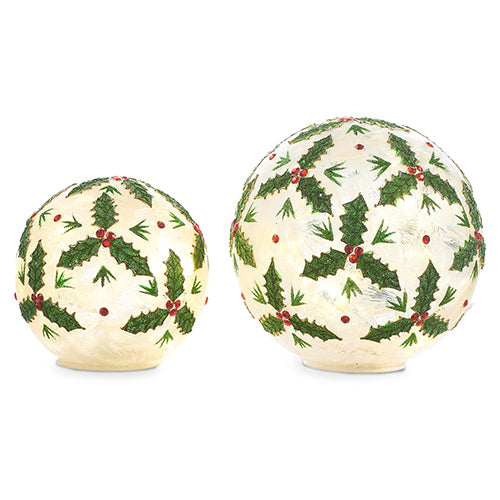 Lighted Holly Leaf Balls