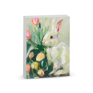 Rabbit & Tulip 10" Block Art
