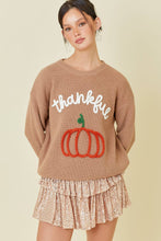 Load image into Gallery viewer, Thankful Pumpkin 3D Embroidered Sweater
