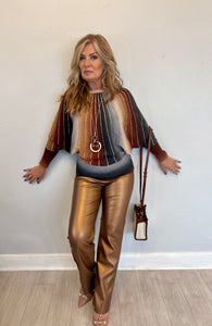 Bronze Vegan Leather Trousers