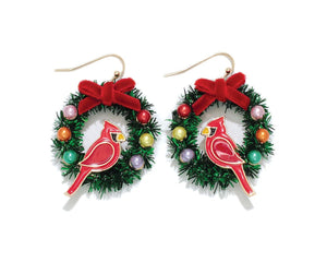 Cardinal Wreath Earring