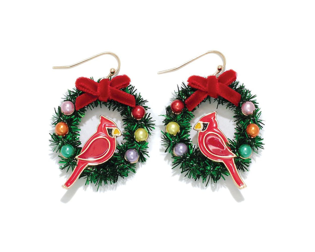 Cardinal Wreath Earring