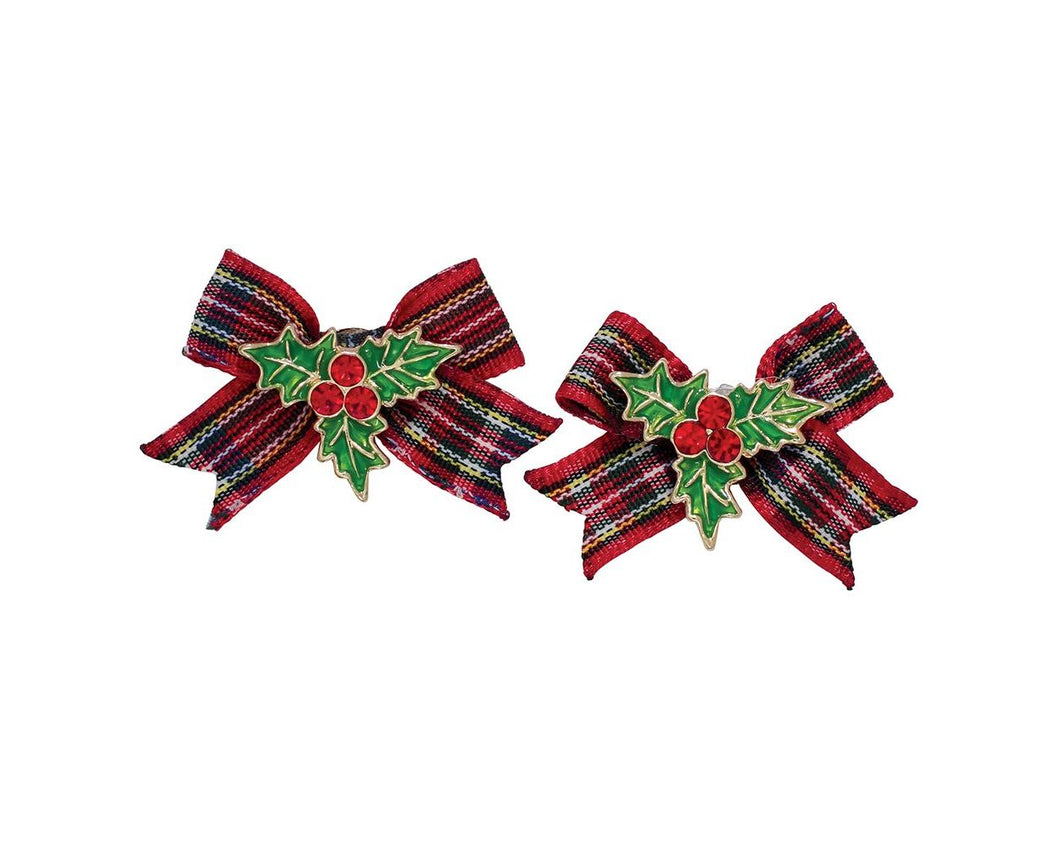 Plaid Bow Earrings