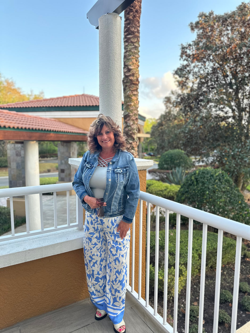 Spring In Bloom Blue Palazzo Pants