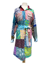 Load image into Gallery viewer, Patchwork Long Sleeve Button Down Dress
