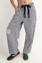 Load image into Gallery viewer, Midnight Striped Drawstring Barrel Pants
