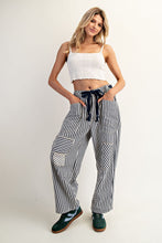 Load image into Gallery viewer, Midnight Striped Drawstring Barrel Pants
