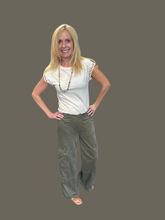 Load image into Gallery viewer, Olive Mid Rise Cargo Lounge Pant
