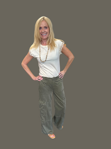 Olive Mid Rise Cargo Lounge Pant
