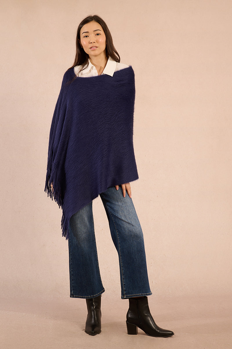 Navy Night Knit One Size Poncho