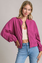 Load image into Gallery viewer, Magenta Corduroy Bomber Jacket
