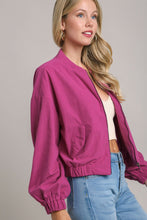 Load image into Gallery viewer, Magenta Corduroy Bomber Jacket
