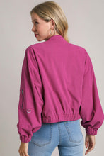 Load image into Gallery viewer, Magenta Corduroy Bomber Jacket
