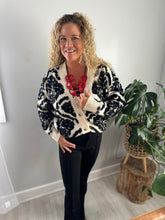 Load image into Gallery viewer, Black &amp; Cream Damask Cardigan
