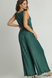 Life Of the Party Emerald Pleated Jumpsuit