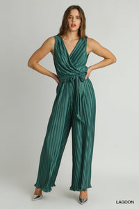 Life Of the Party Emerald Pleated Jumpsuit