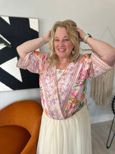 Load image into Gallery viewer, Mixed Rose Wrap Short Sleeve Blouse
