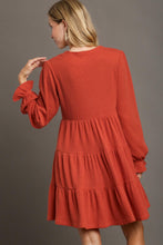 Load image into Gallery viewer, Rust Embroidery Knit Dress
