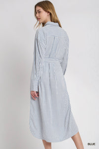Out of The Blue Striped Button Down Dress/Shirt