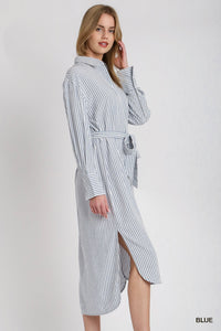 Out of The Blue Striped Button Down Dress/Shirt